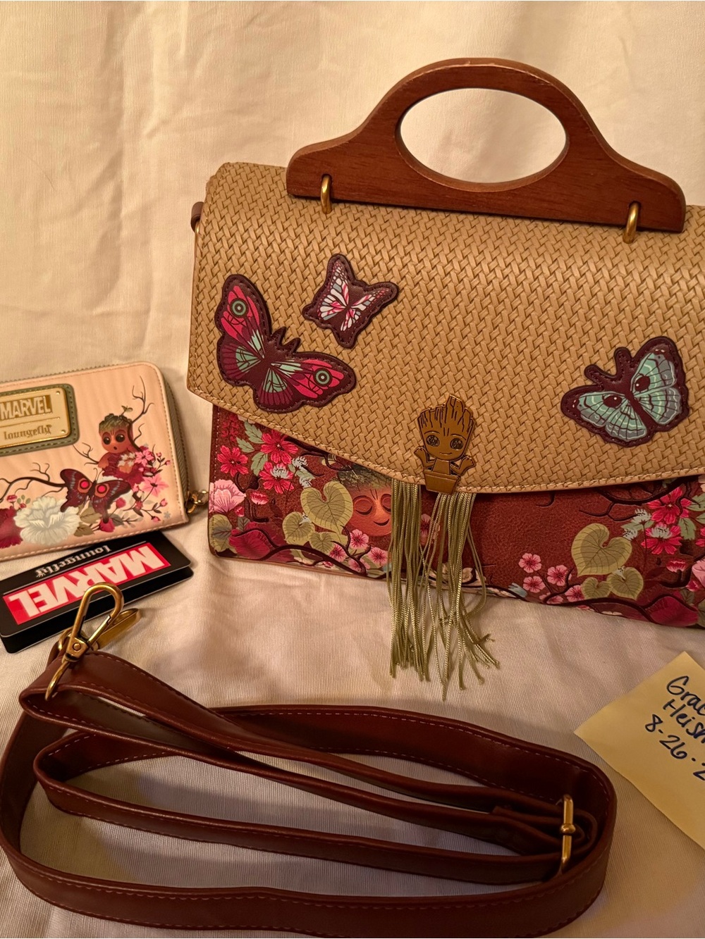 BNWT Loungefly Marvel Groot convertible crossbody handbag and matching wallet